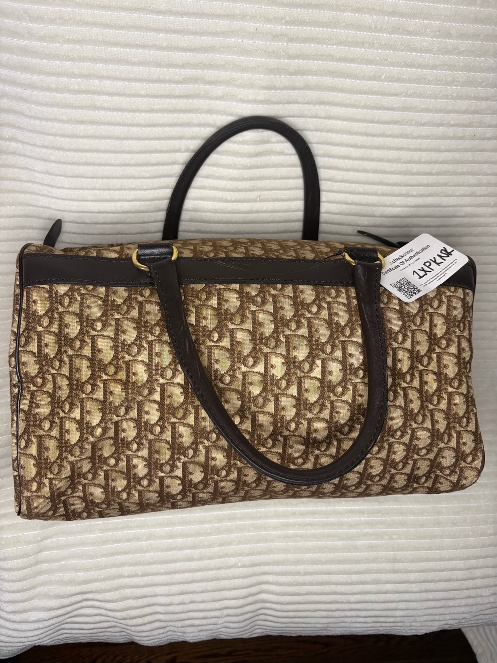 Vintage Christian Dior Trotter Boston Duffle Bag Brown Oblique Monogram France
